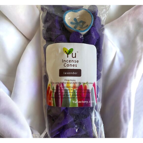 Purple Lavender Incense Cone Gift Set w/ Advice Self Care Cards & Talisman Purse - Picture 3 of 7